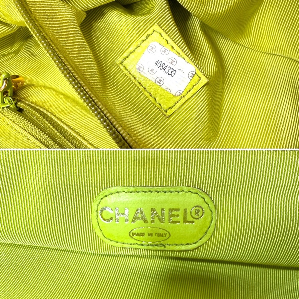 Authentic CHANEL Tortoise Top Handle Bag lime yellow leather guilted medium - Picture 10 of 16
